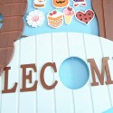 Interchangeable wooden welcome signs home decor with 14 attachments for front door