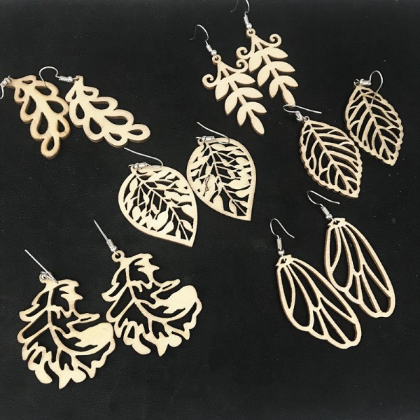 New creative leaf shape handicraft unfinished  Earrings