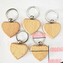 Wooden Handicrafts Heart Shaped Key Chain Blank Wooden Light Keychain Promotion Gift Wood Color 1pcs/opp Bag about 4 Cm 7mm 1bag