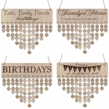 Wooden birthday calendar wood family birthday board