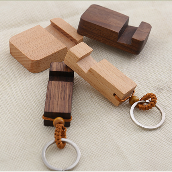 3 pcs Creative custom small and cute wooden mobile phone holder