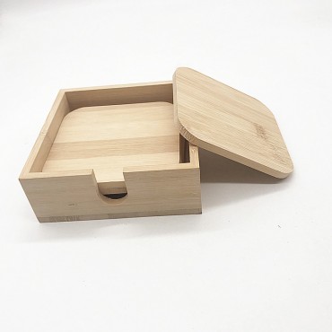 Wooden blank  bamboo coasters with box