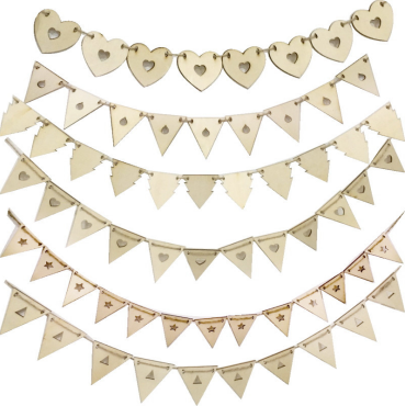 Rustic Wooden Custom Triangle Party Banner With Several Designs