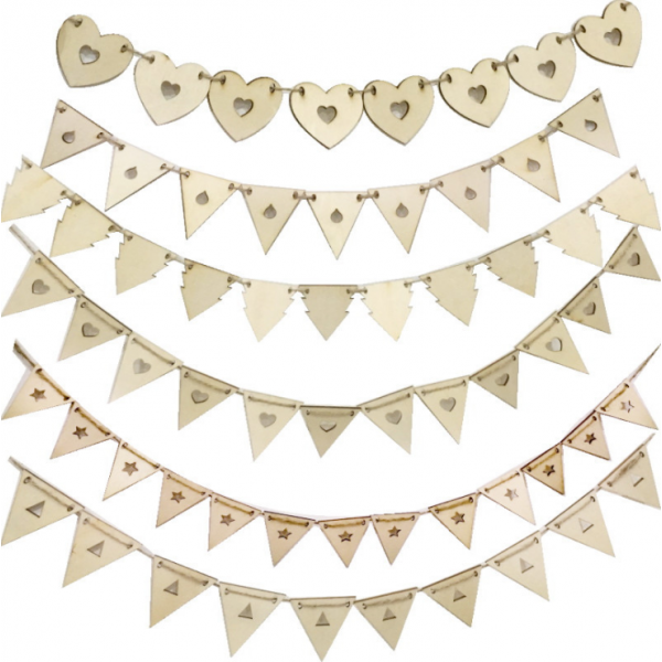 Rustic Wooden Custom Triangle Party Banner With Several Designs