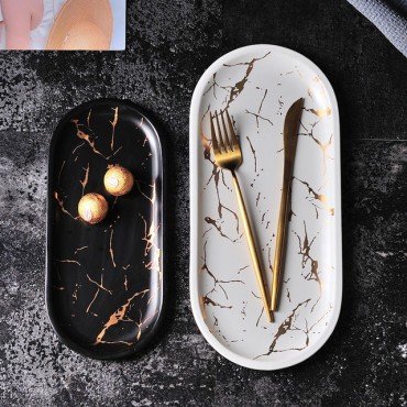 Nordic style marble rectangular ceramic irregular sushi plate