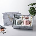 European wedding custom marble pattern gold edge couple pair mug with gift box set