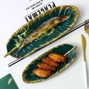 Ins wind light luxury shooting props feather ceramic jewelry storage tray