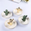 decorative ceramic crafts electroplating cactus plating storage jewelry holder