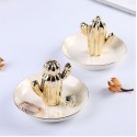 decorative ceramic crafts electroplating cactus plating storage jewelry holder