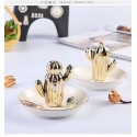 decorative ceramic crafts electroplating cactus plating storage jewelry holder