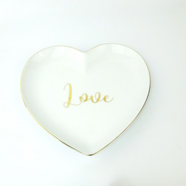 Fashion personality creative heart-shaped Nordic gold ceramic jewelry ring tray trinket