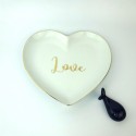 Fashion personality creative heart-shaped Nordic gold ceramic jewelry ring tray trinket