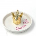 Nordic Style Hot Sale Decorative Golden Crown Ceramic Ring Jewelry Dish