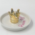 Nordic Style Hot Sale Decorative Golden Crown Ceramic Ring Jewelry Dish