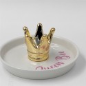 Nordic Style Hot Sale Decorative Golden Crown Ceramic Ring Jewelry Dish