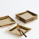 European luxury hotel tableware plating gold ceramic square dish