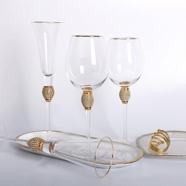 Gold rim cocktail lead-free crystal grape glass wine diamond-wrapped champagne goblet