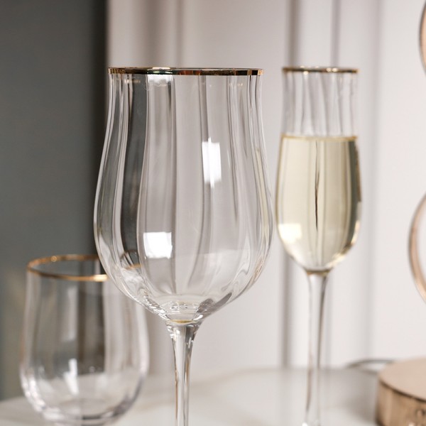 creative factory direct sales tulip lead-free crystal ertical ribbed cocktail juice glass wine cup