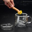 Custom office transparent and convenient high temperature resistant three-piece glass water tea cup