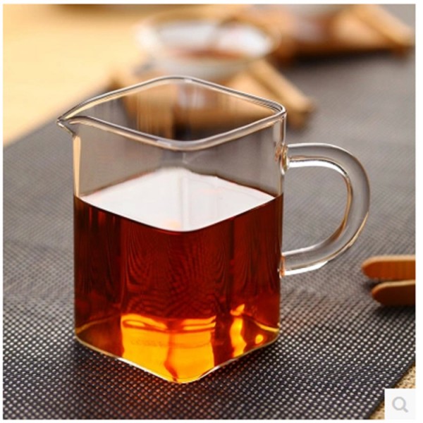 Handicraft heat-resistant sea single layer glass tea square rectangular fair cup