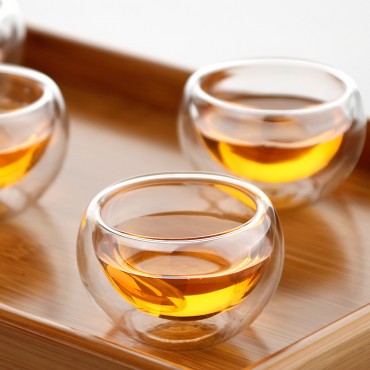 Factory wholesale Double Kung Fu Heat-resistant small glass tea cup