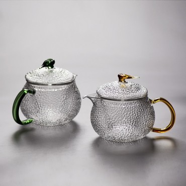 Japanese style high borosilicate heat-resistant hammered glass liner filter boiling Kung Fu tea flower teapot