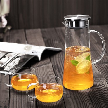 1500ml high borosilicate heat-resistant stainless steel filter glass cold kettle wholesale glass teapot with lid