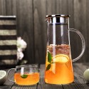 1500ml high borosilicate heat-resistant stainless steel filter glass cold kettle wholesale glass teapot with lid