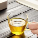 Vertical striped glass sketch household kung fu transparent tea drinking master cup