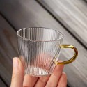 Vertical striped glass sketch household kung fu transparent tea drinking master cup