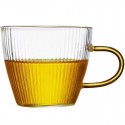 Vertical striped glass sketch household kung fu transparent tea drinking master cup