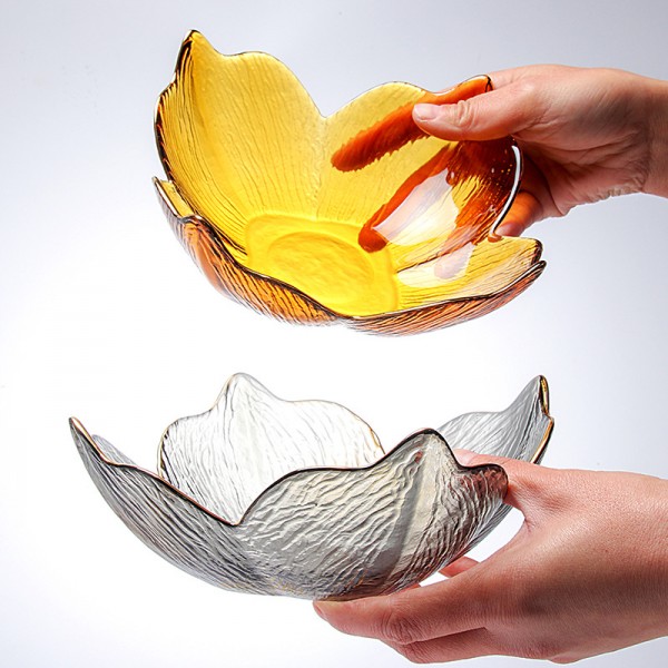 Petals Irregular Household Glass Fruit Salad Breakfast Ice Cream Dessert Bowl