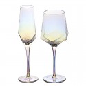 New style retro hammered glass hotel decoration diamond wine crystal glass plating goblet