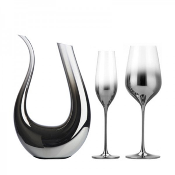 American crystal glass electroplating silver-gray red wine metal feel model goblet decanter