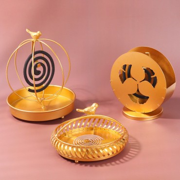 Wholesale Nordic golden iron frame home bedroom summer mosquito coil sandalwood stove